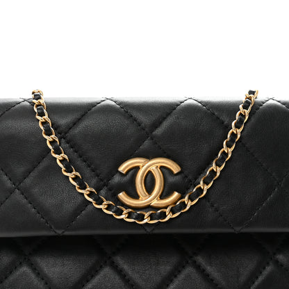 Chanel Calfskin Quilted Fold Over Clutch Black 8 of 11