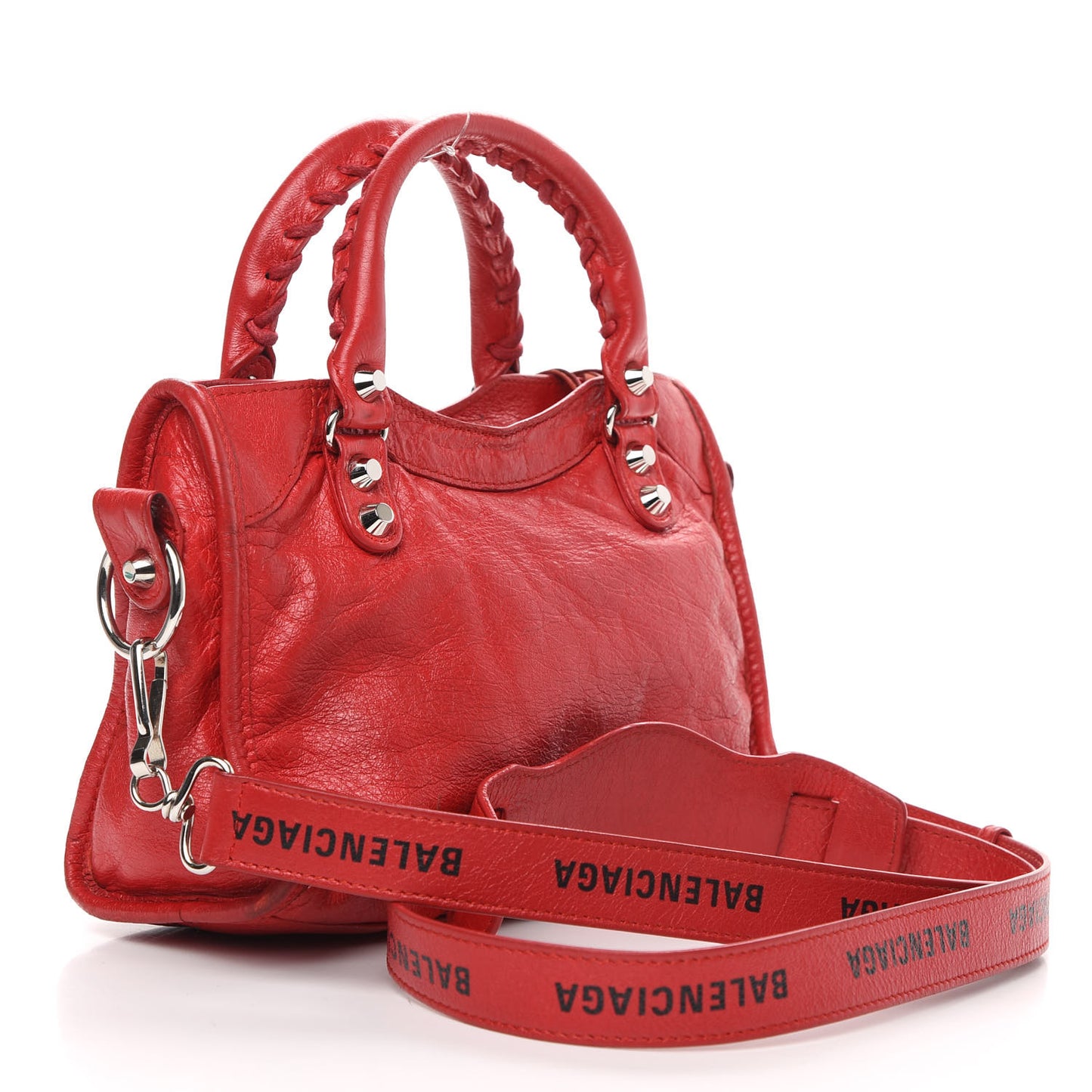 Agneau Classic Silver Hardware Mini City Logo Strap Rouge Cardinal Black