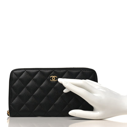 Chanel Caviar Quilted Large Gusset Zip Around Wallet Black 2 of 9