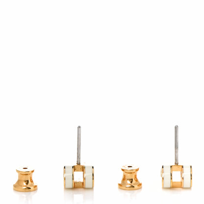 Hermes Gold Lacquered Mini Pop H Earrings White 3 of 6