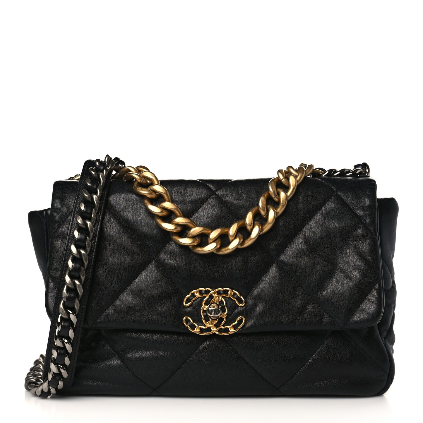 Goatskin Quilted Large Chanel 19 Flap Black