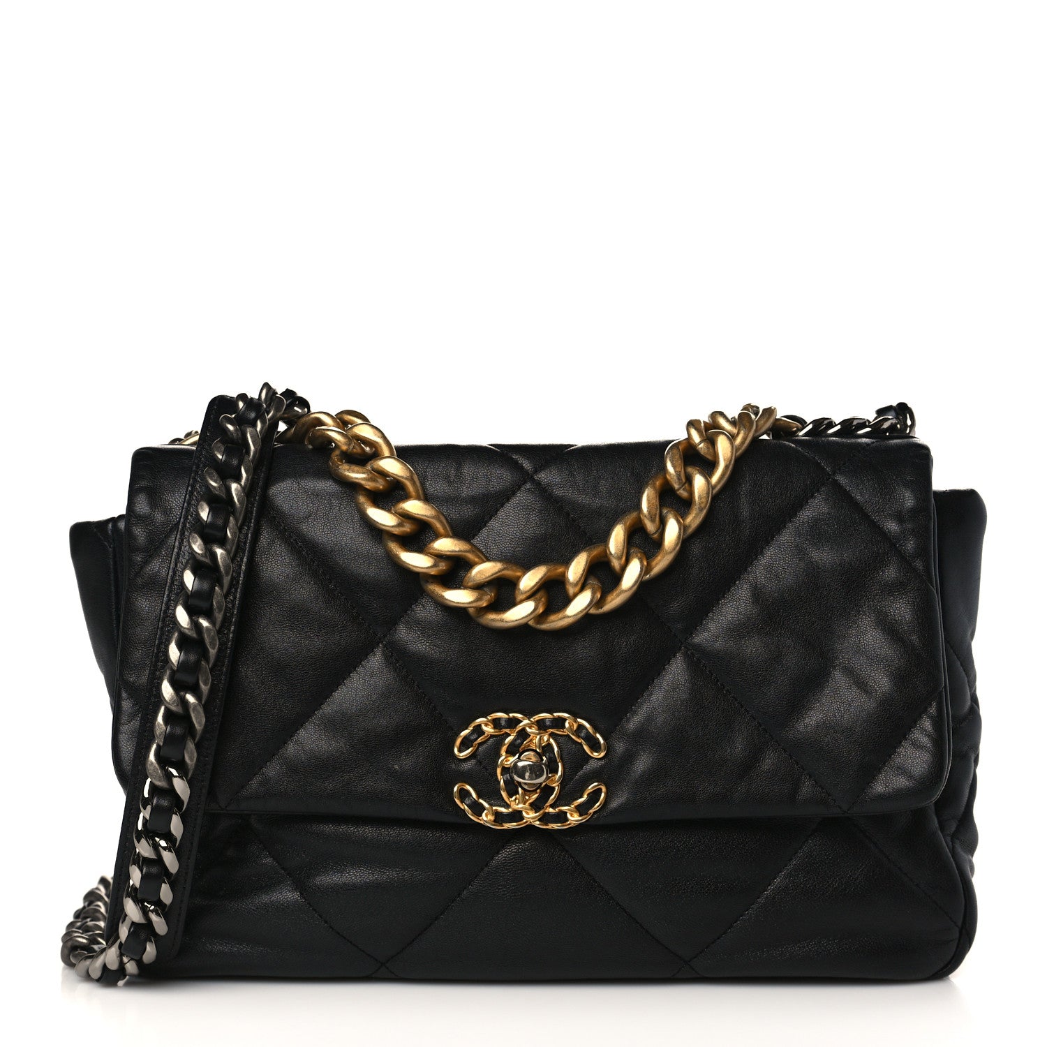 Chanel Goatskin Quilted Large Chanel 19 Flap Black 1 of 9