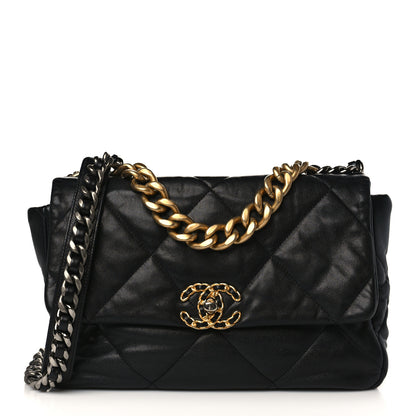 Chanel Goatskin Quilted Large Chanel 19 Flap Black 1 of 9