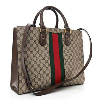 Gucci GG Supreme Monogram Web XL Animalier Top Handle Tote Brown 3 of 12