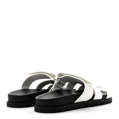Hermes Calfskin Womens Chypre Sandals 37 White 5 of 9