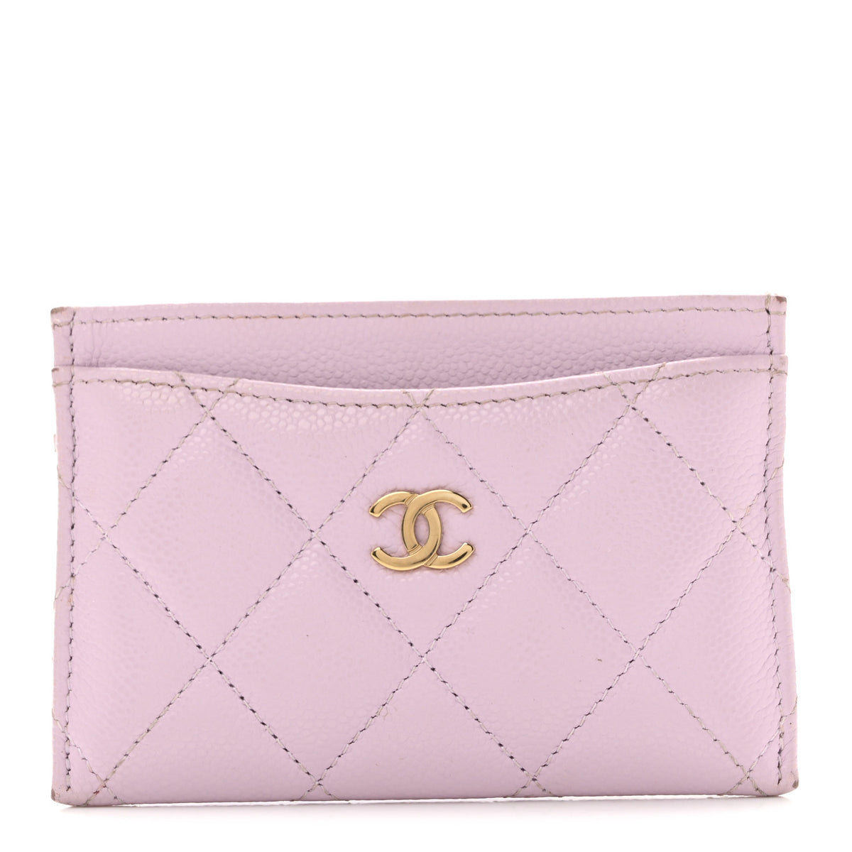Caviar Quilted Card Holder Light Purple