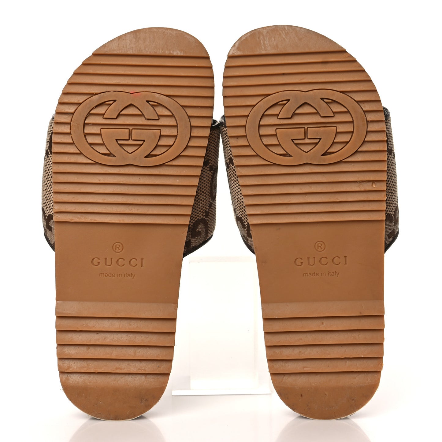 Monogram Jumbo GG Mens Slide Sandals 6 Camel Ebony