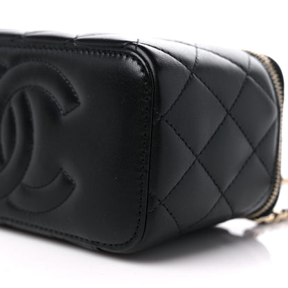 Chanel Lambskin Quilted Small Top Handle Vanity Case With Chain Black 9 of 9