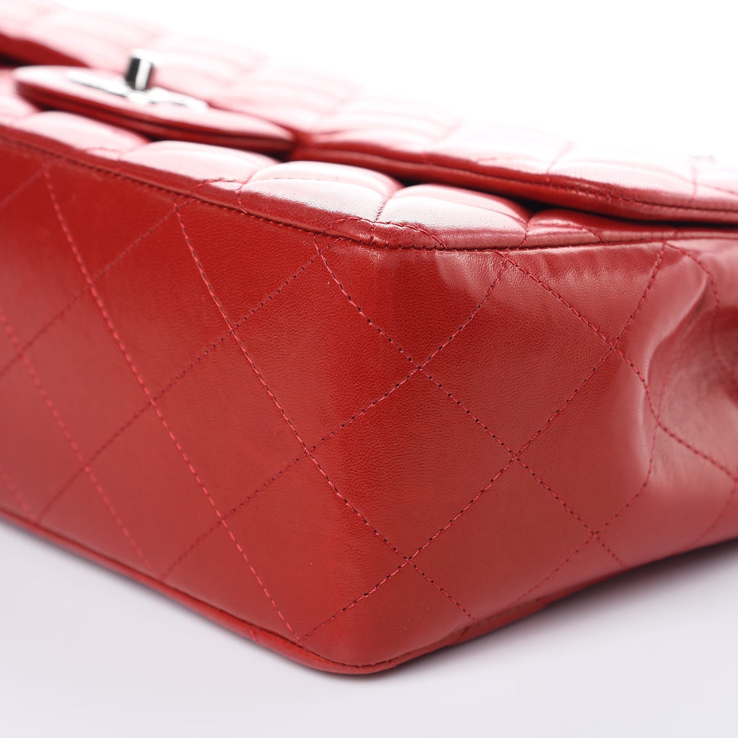 Lambskin Quilted Jumbo Single Flap Red