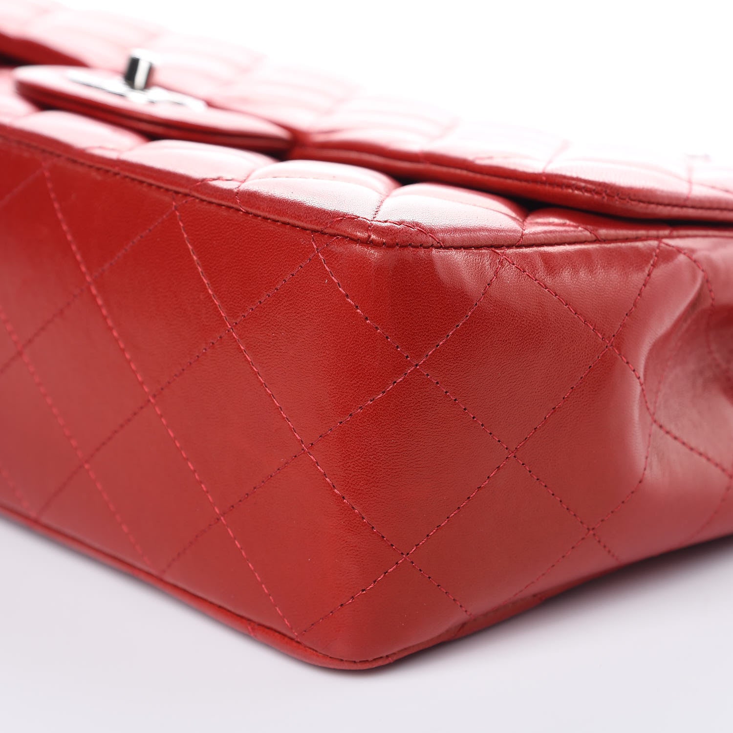 Chanel Lambskin Quilted Jumbo Single Flap Red 10 of 18
