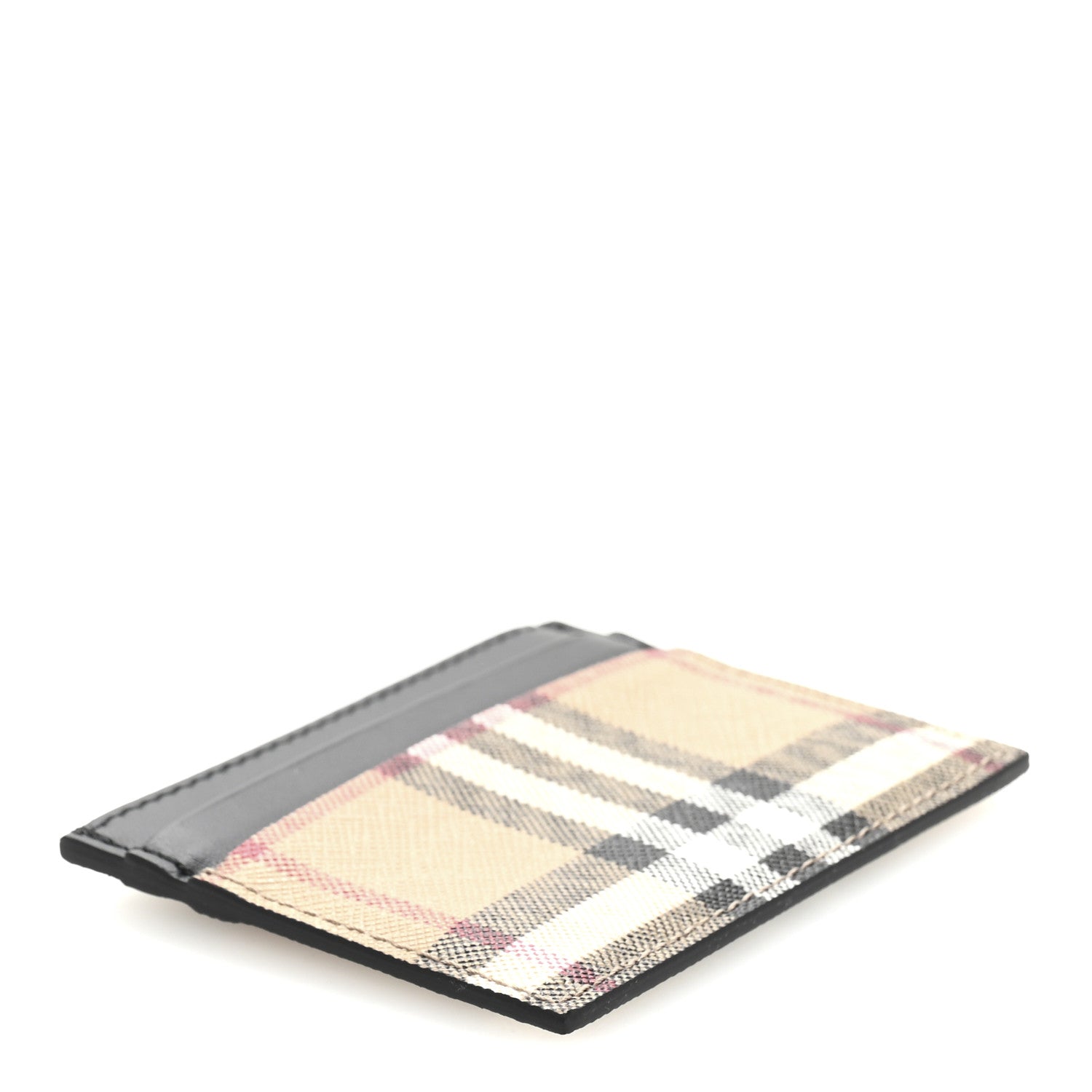 Burberry Smooth Calfskin Coated Canvas Vintage Check Sandon Card Case Beige Black 4 of 9