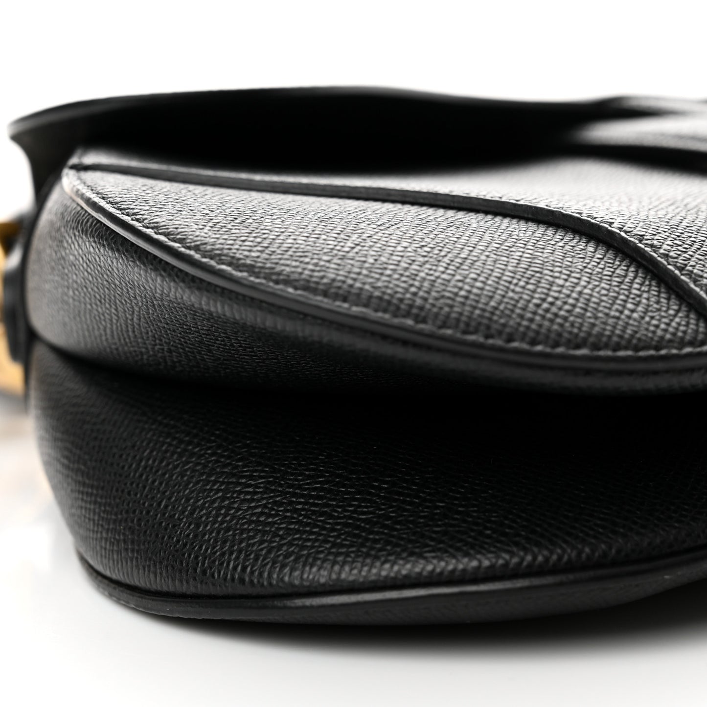 Grained Calfskin Saddle Bag With Strap Black