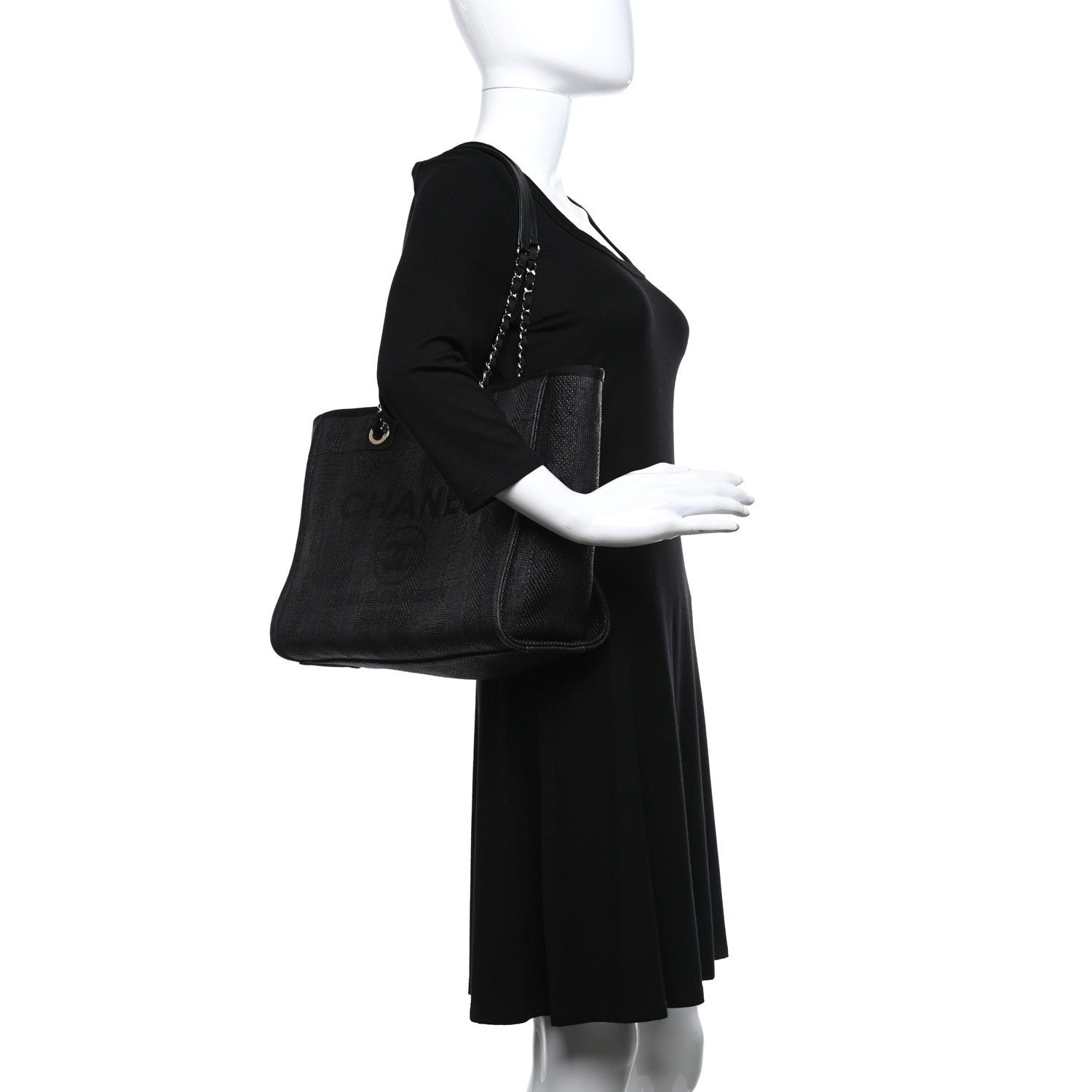 Chanel Mixed Fibers Small Deauville Tote Navy Blue 2 of 13
