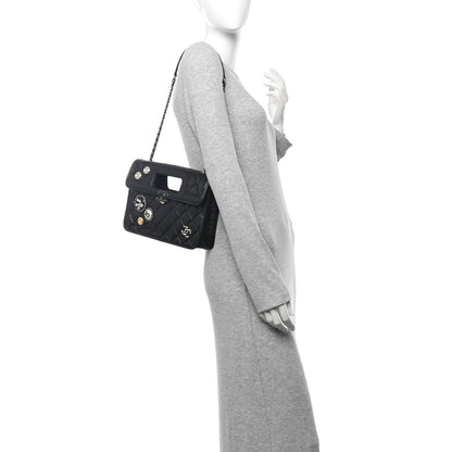 Chanel Aged Calfskin Charms Flap Bag Black 2 of 11
