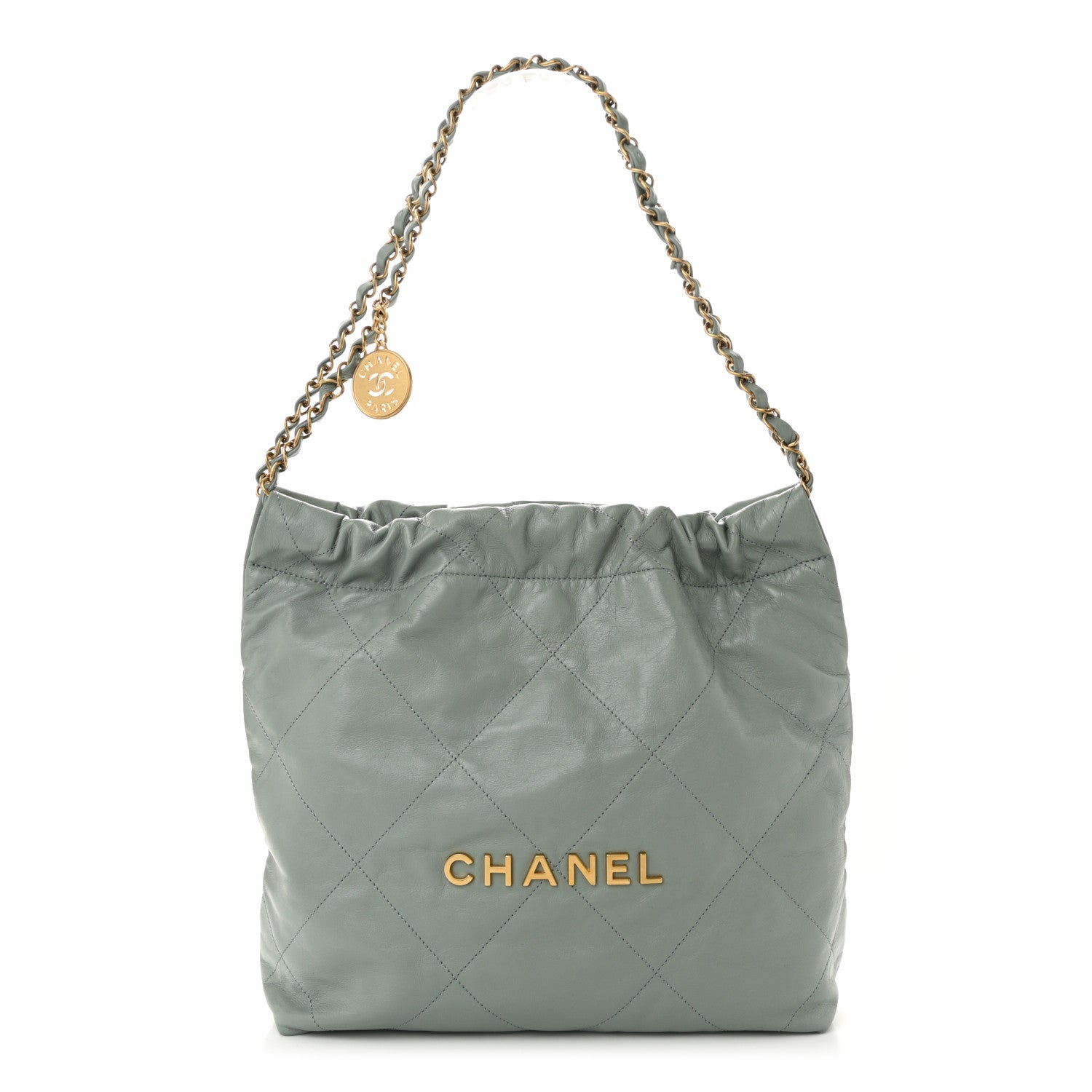 Chanel Shiny Calfskin Quilted Small Chanel 22 Grey 1 of 13