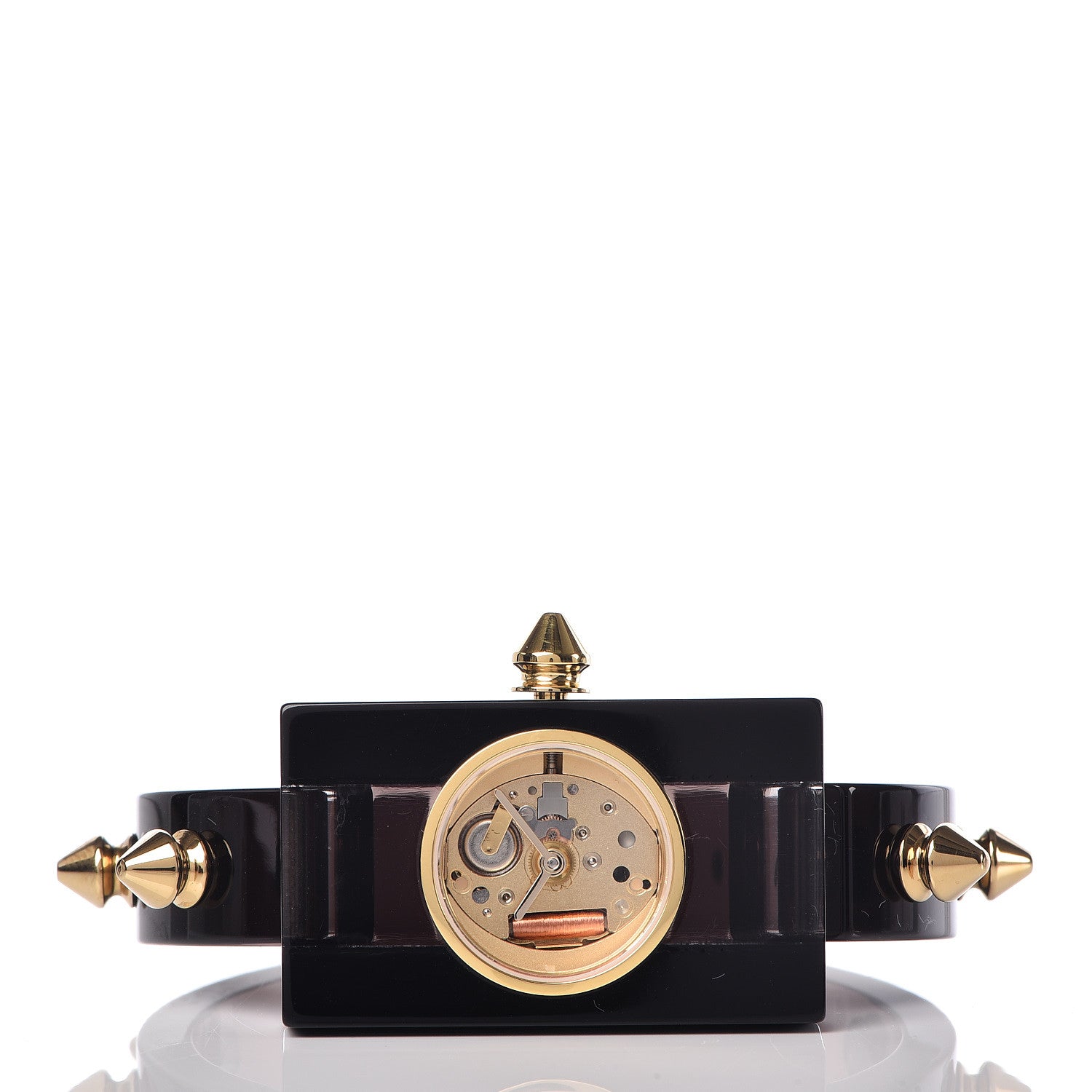 Gucci Stainless Steel Plexiglass 24mm Skeleton Stud Quartz Watch Black 3 of 7