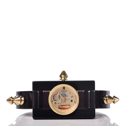 Gucci Stainless Steel Plexiglass 24mm Skeleton Stud Quartz Watch Black 3 of 7