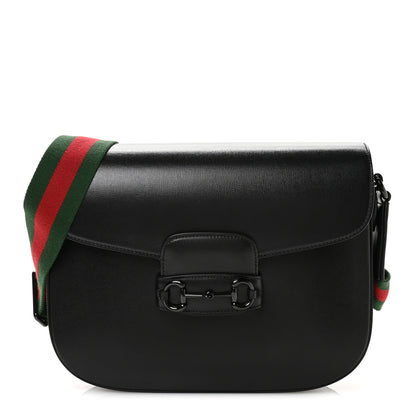 Gucci Azalea Calfskin Web Monochrome Horsebit 1955 Shoulder Bag Black 1 of 11
