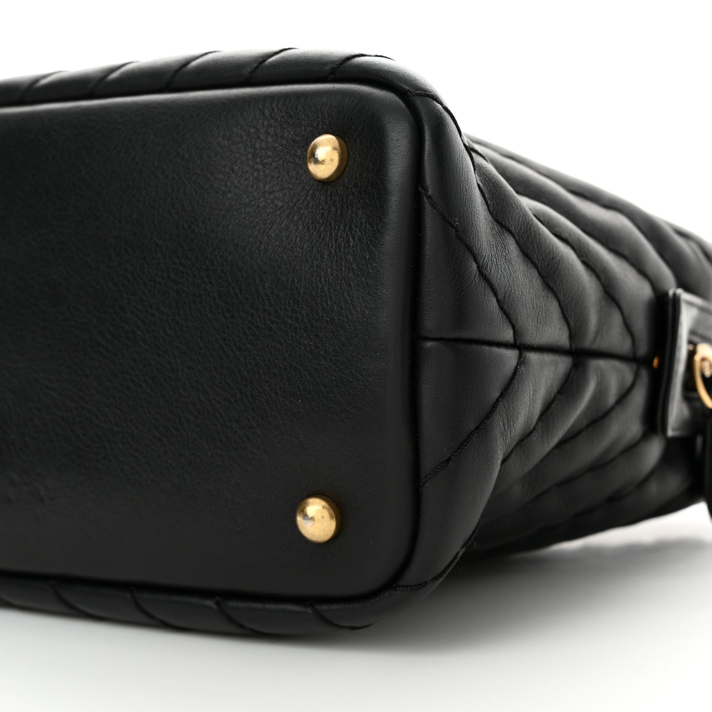 Calfskin Chevron Quilted Surpique Tote Black