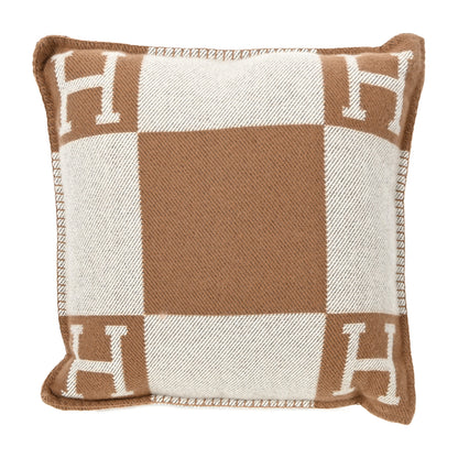 Hermes Wool Cashmere Avalon Pillow PM Ecru Camel 1 of 3