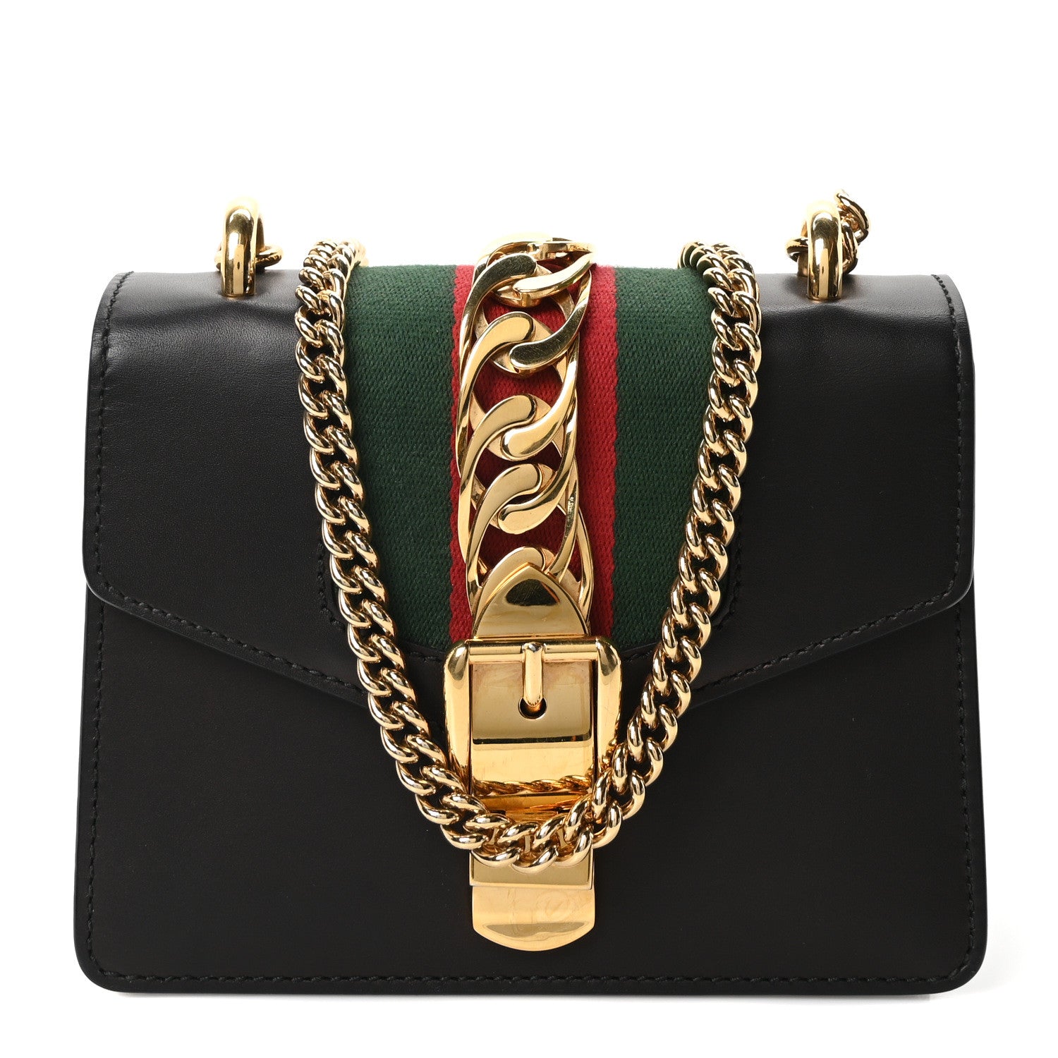 Gucci Calfskin Mini Sylvie Chain Shoulder Bag Black 1 of 10