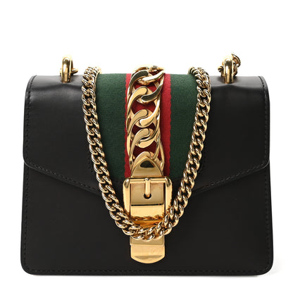 Gucci Calfskin Mini Sylvie Chain Shoulder Bag Black 1 of 10