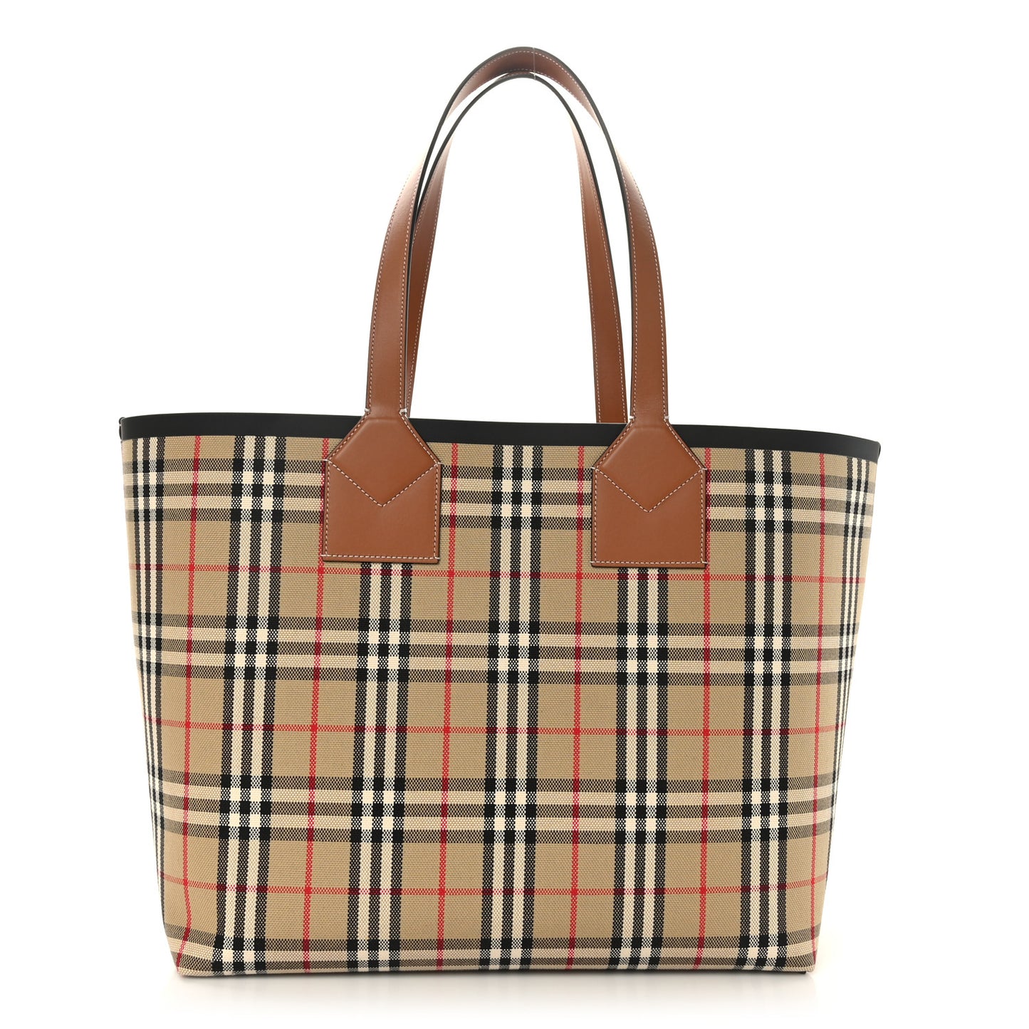 Cotton Vintage Check Medium London Tote Bag Briar Brown Black
