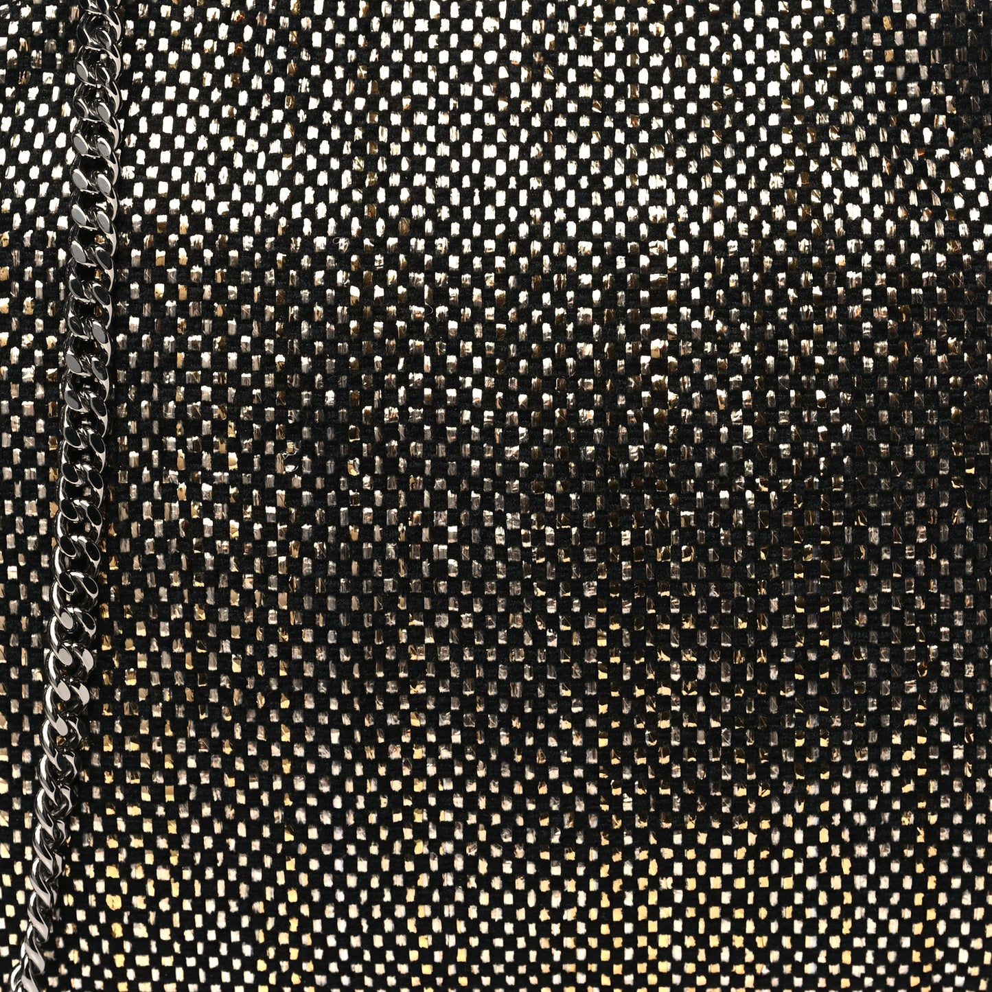 Metallic Woven Raffia Mini Fold Over Falabella Black Gold