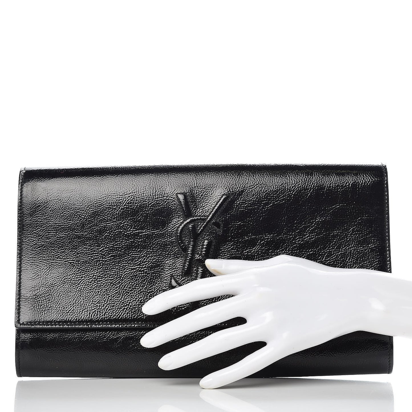 Textured Patent Monogram Large Belle De Jour Clutch Black
