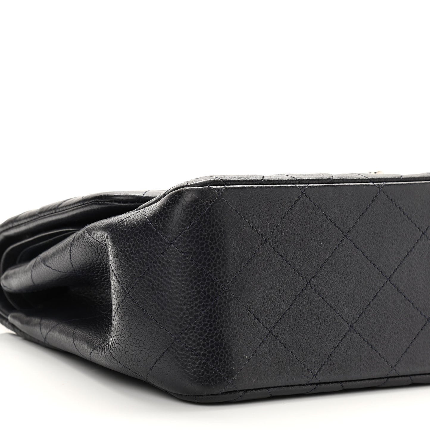 Caviar Quilted Jumbo Double Flap Navy Blue