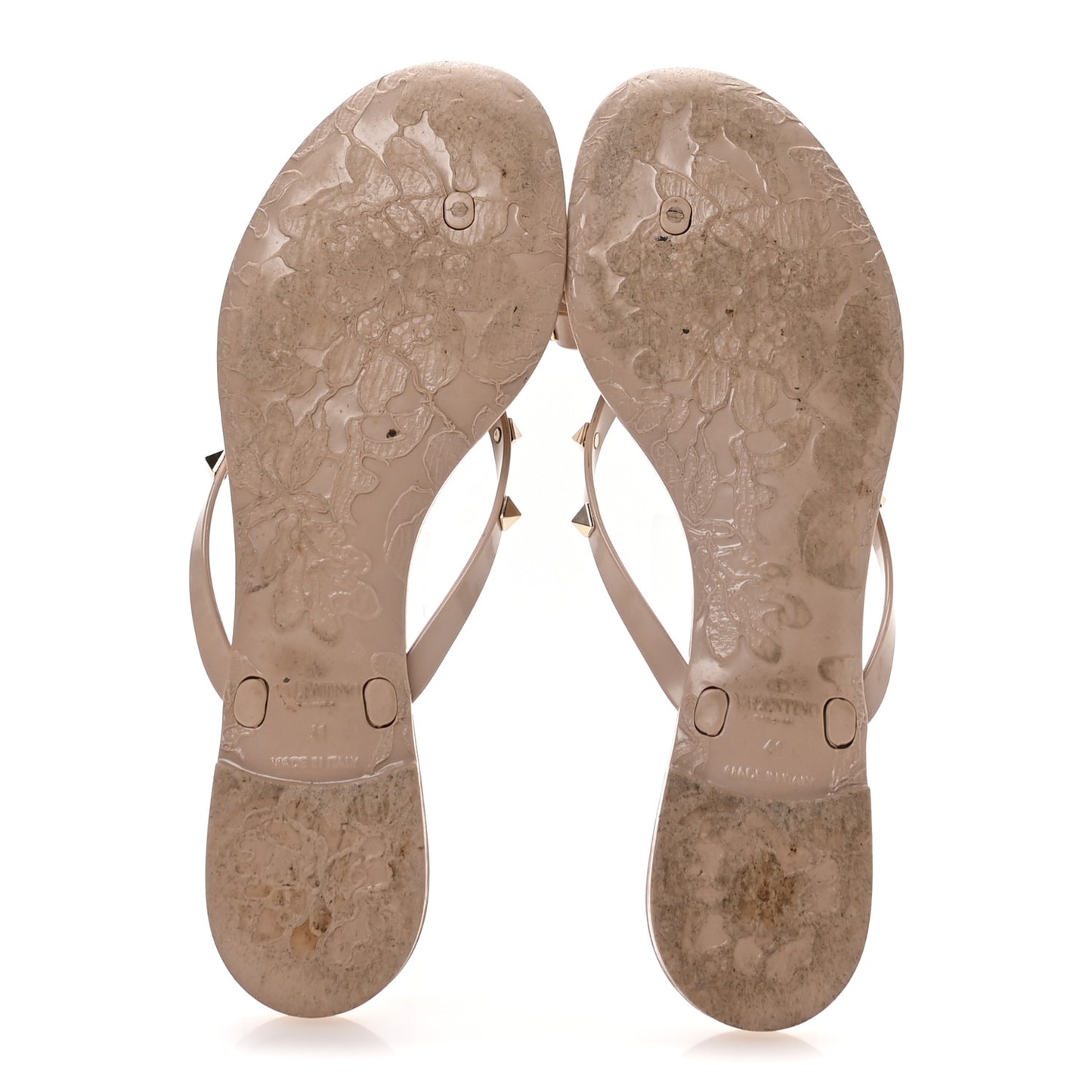 PVC Jelly Rockstud Bow Thong Sandals 41 Poudre