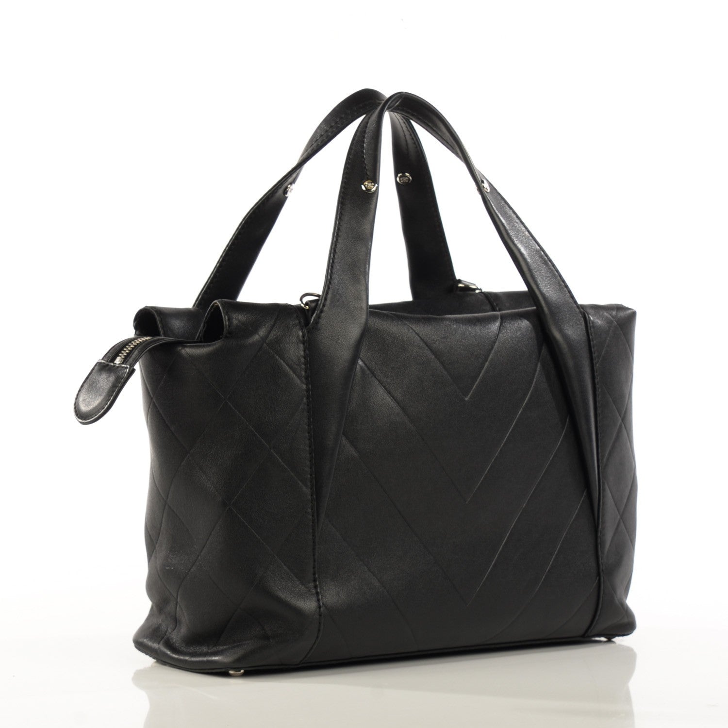 Chanel Calfskin CC Chevron All Day Long CC Bag Black 5 of 11