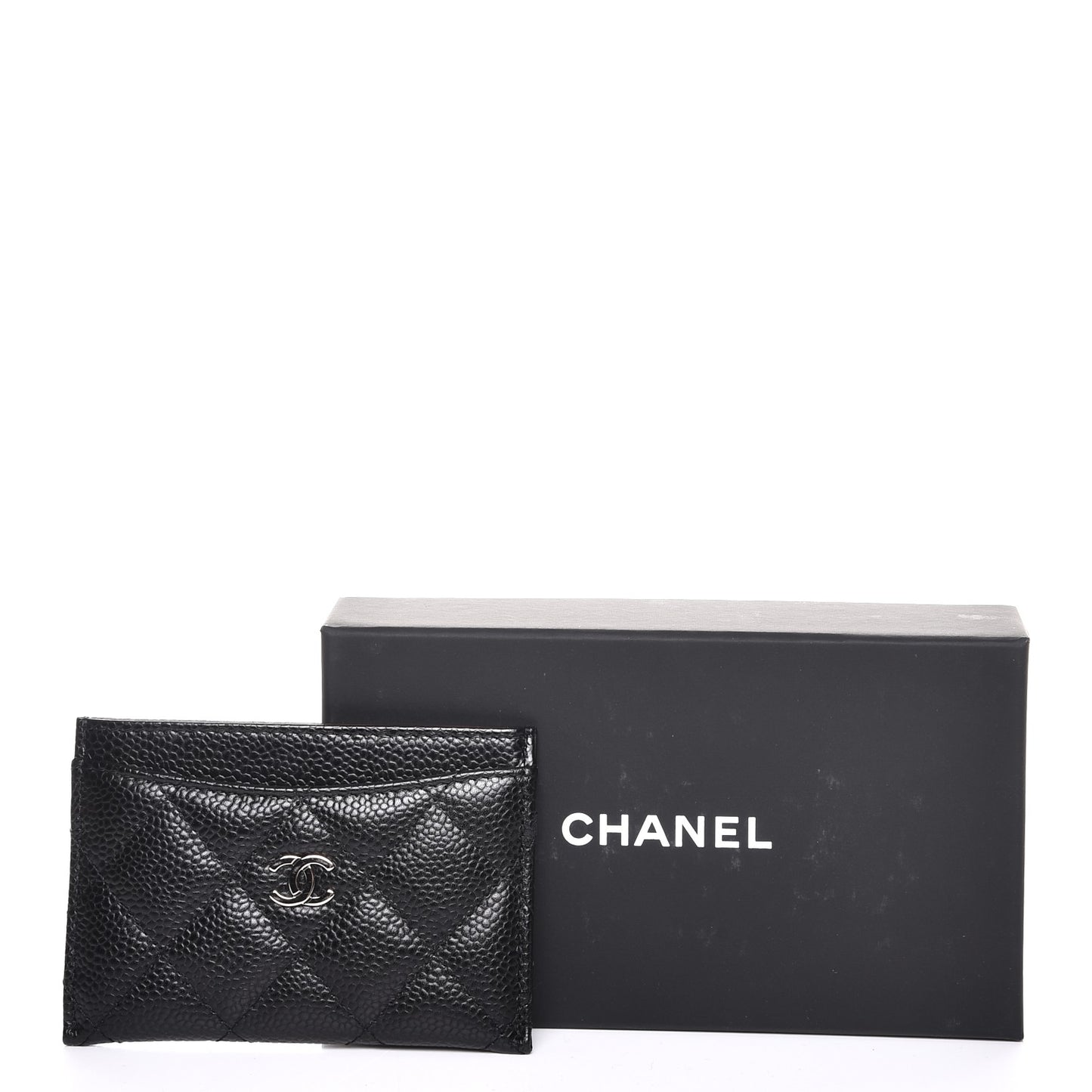 Caviar Quilted Card Holder Black