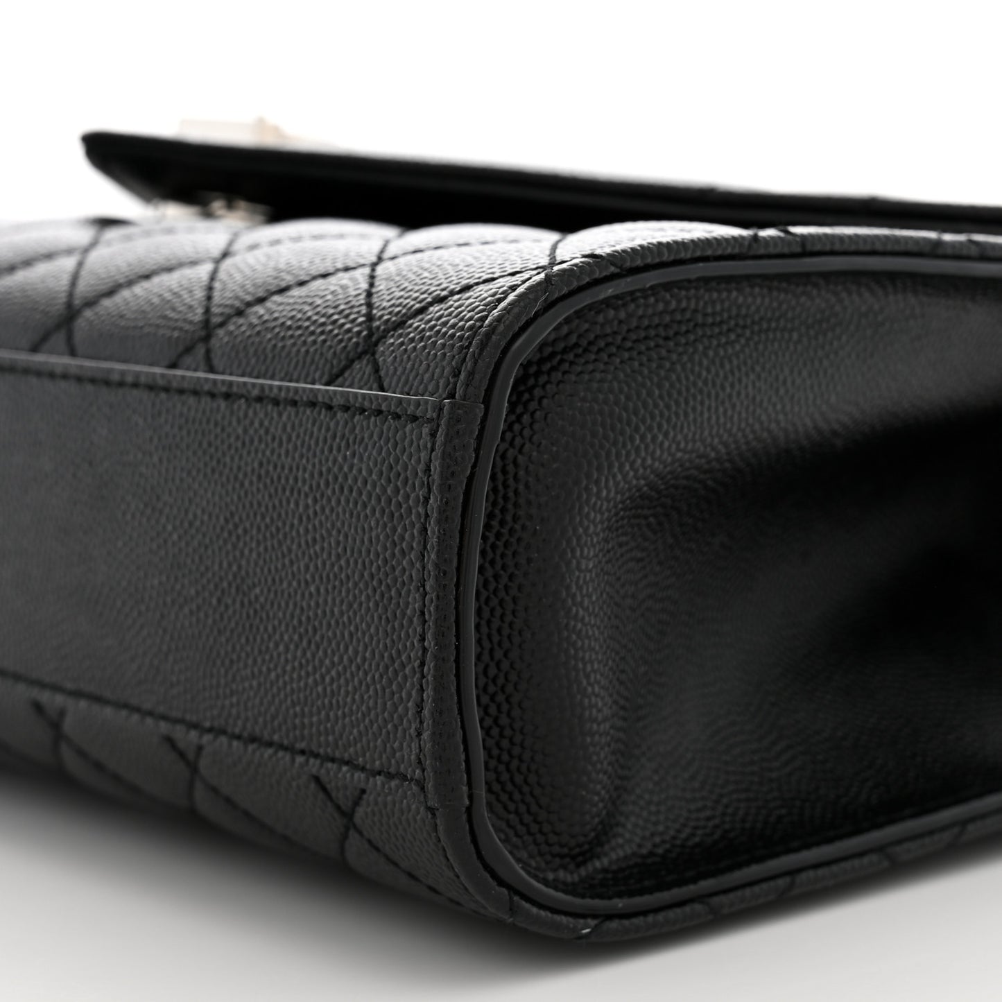 Grain De Poudre Textured Mixed Matelasse Triquilt Small Monogram Satchel Black
