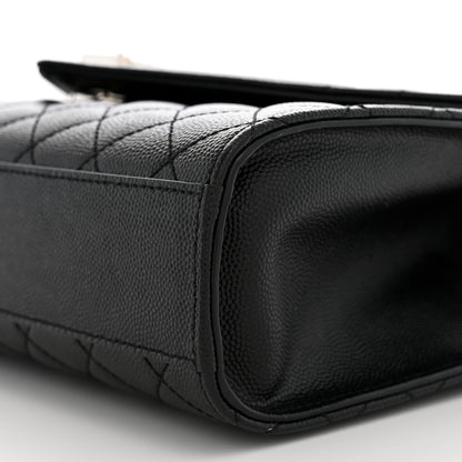 Saint Laurent Grain De Poudre Textured Mixed Matelasse Triquilt Small Monogram Satchel Black 10 of 11