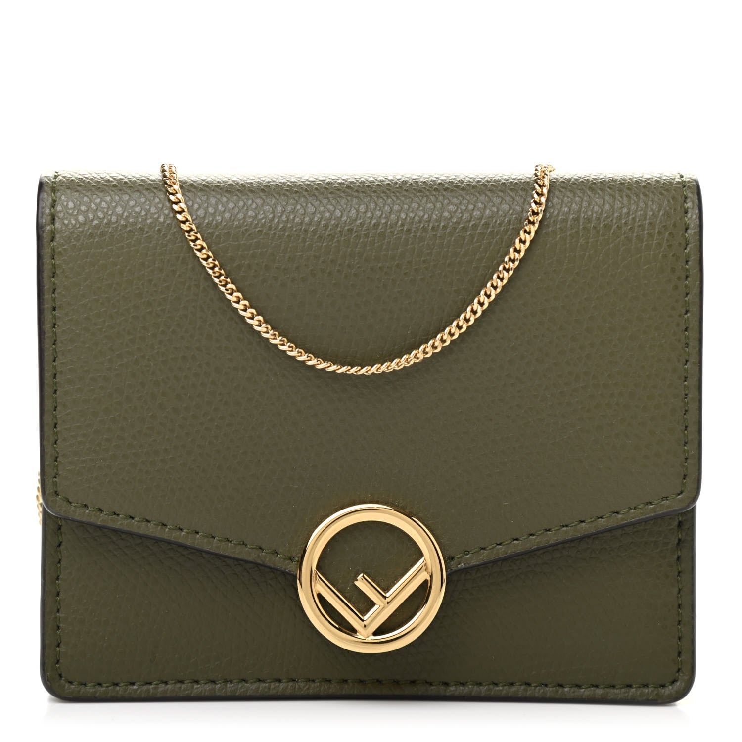 Fendi Vitello Cruise F is Fendi Geometric Flap Wallet on Chain Asparago 1 of 9
