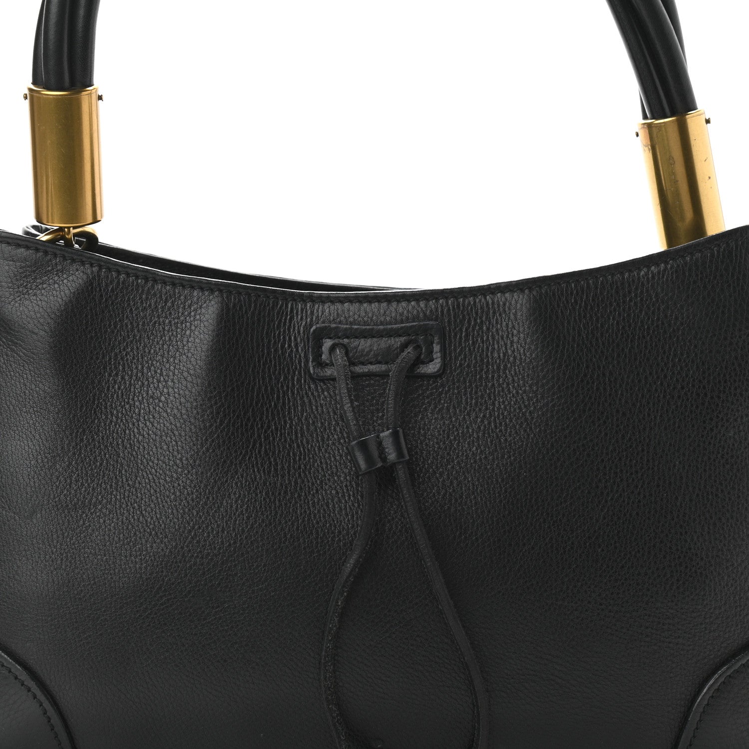 Gucci Pebbled Calfskin Drawstring Shoulder Bag Black 8 of 10