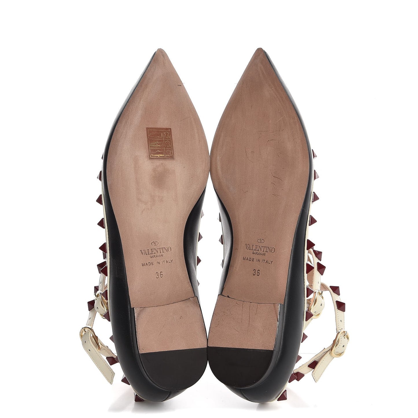 Nappa Rockstud Cage Ballerina Flats 36 Black Powder