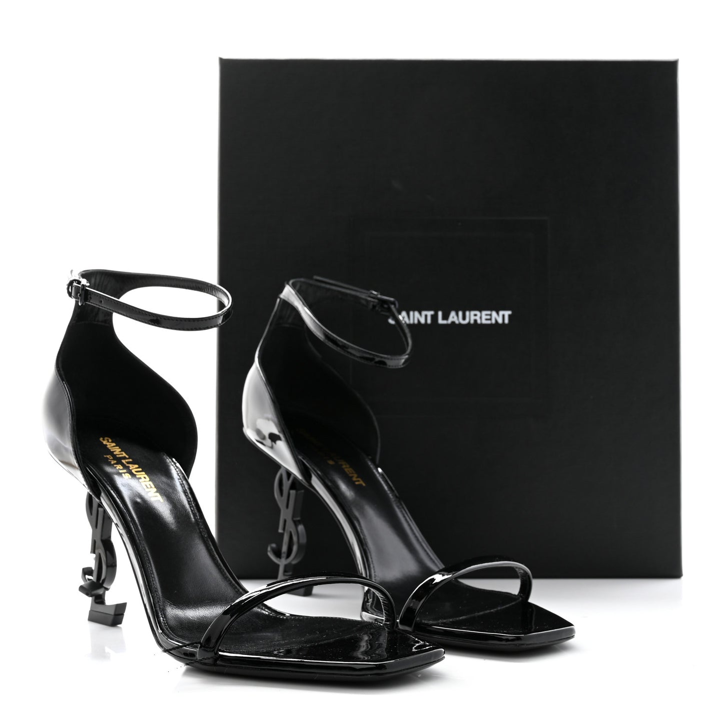 Patent Calfskin Opyum 85 Sandals 38.5 Black