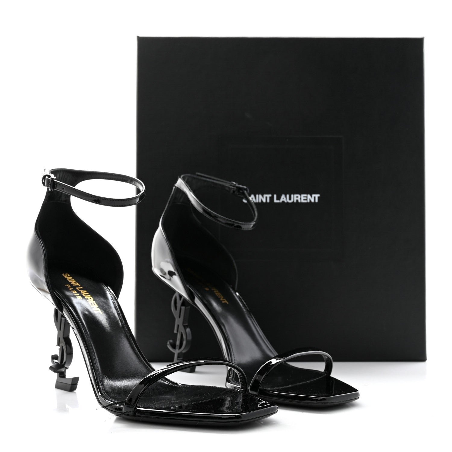 Saint Laurent Patent Calfskin Opyum 85 Sandals 38.5 Black 9 of 9