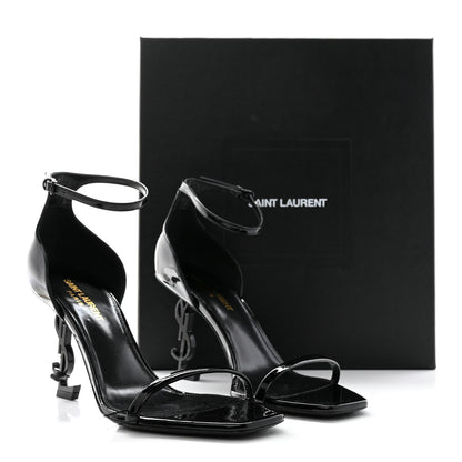 Saint Laurent Patent Calfskin Opyum 85 Sandals 38.5 Black 9 of 9