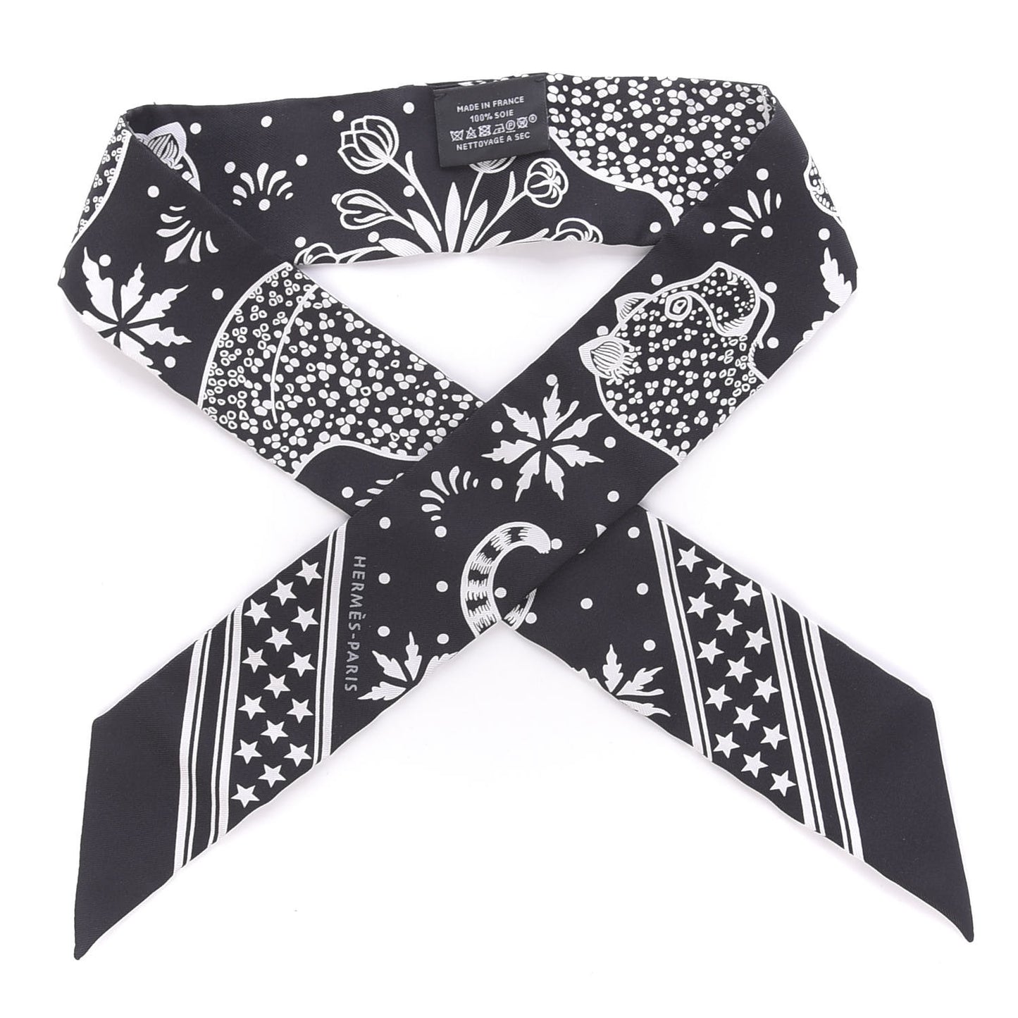 Silk Les Leopards Twilly Black White