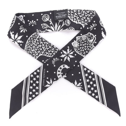 Hermes Silk Les Leopards Twilly Black White 1 of 2