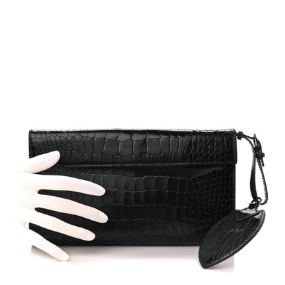 Alaia Crocodile Embossed Pochette Black 2 of 11