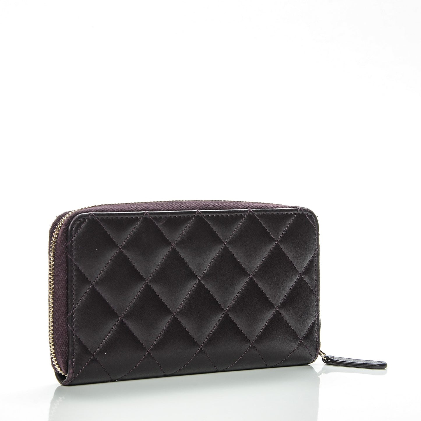 Lambskin Quilted Small Zip Around Wallet Purple