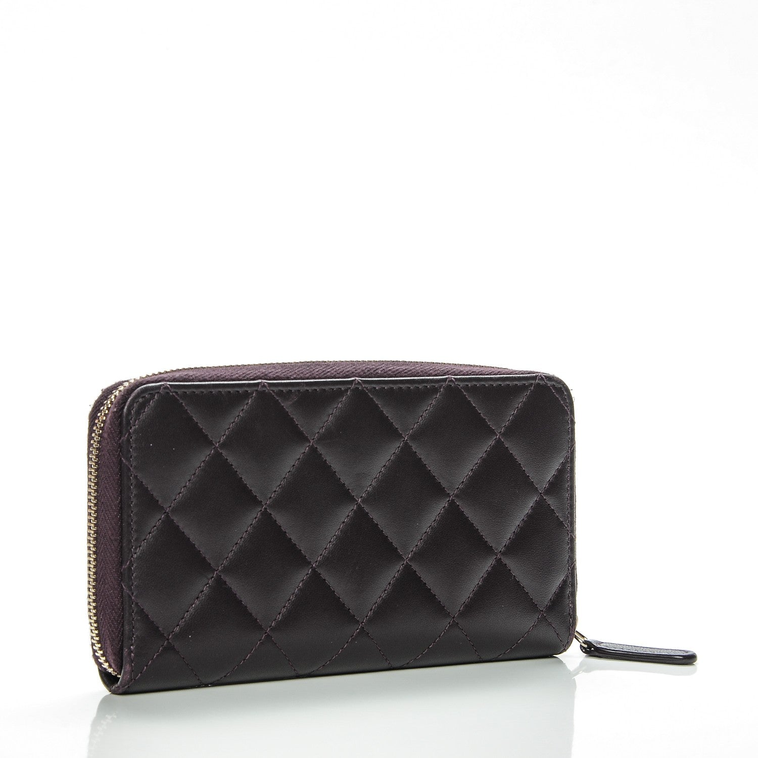 Chanel Lambskin Quilted Small Zip Around Wallet Purple 3 of 8