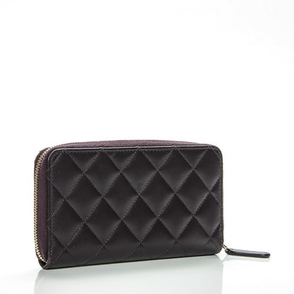 Chanel Lambskin Quilted Small Zip Around Wallet Purple 3 of 8