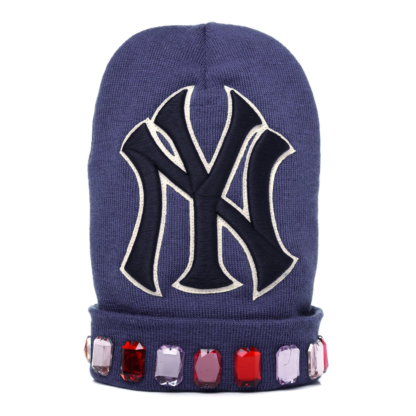X MLB Wool Crystal NY Yankees Beanie Hat 58 Blue
