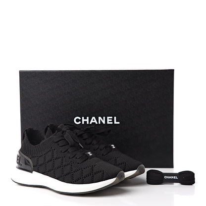 Chanel Mixed Fibers Quilted Womens CC Sneakers 35.5 Black 9 of 9