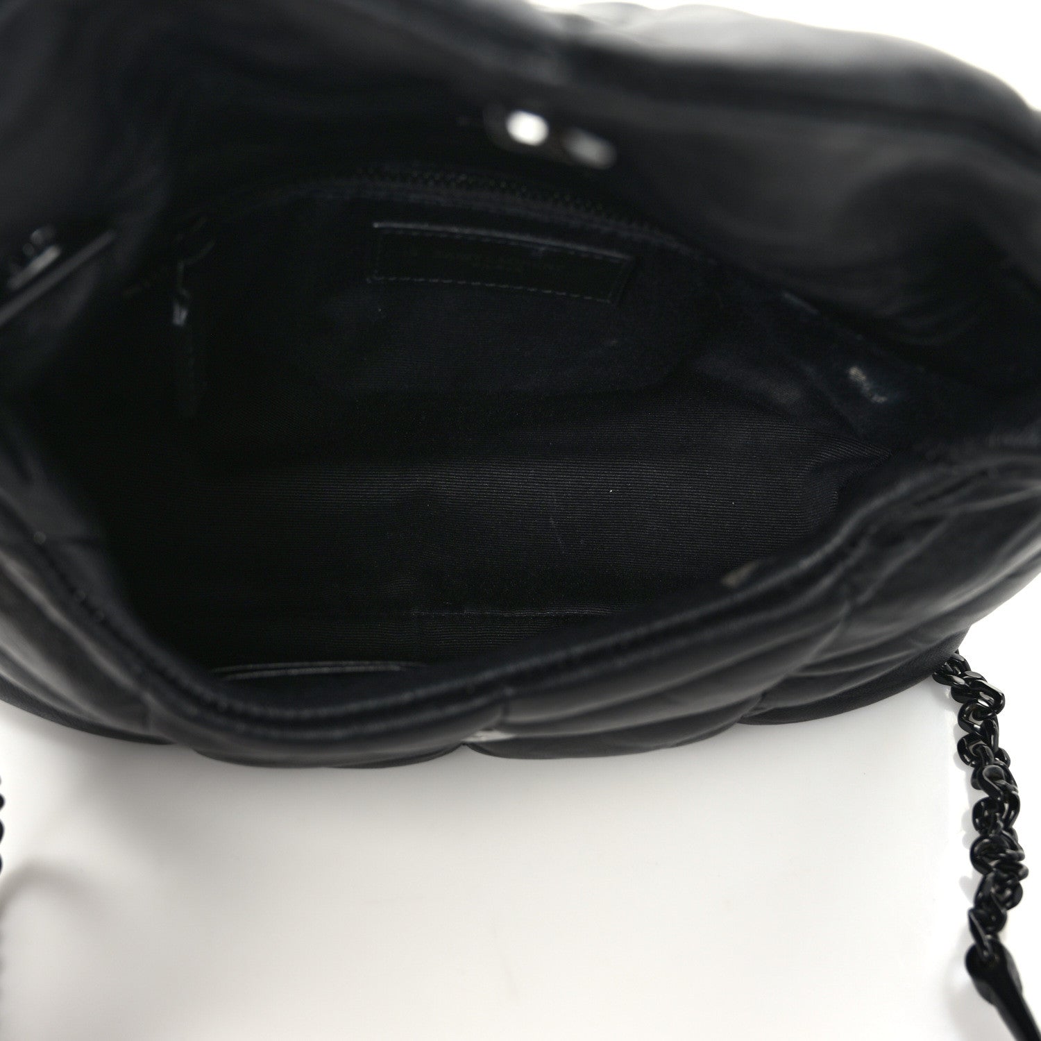 Saint Laurent Calfskin Quilted Toy Loulou Puffer Monogram Monochrome Chain Satchel Black 5 of 13